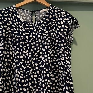 KIRUNDO M Navy and White Abstract Dot Dress
